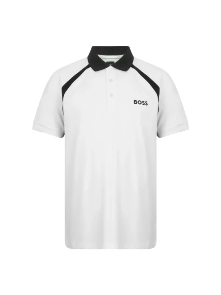 Koszulka polo o kroju slim fit z krótką listwą guzikową model ‘PL_TOC SPIN CB’ Boss Green biała