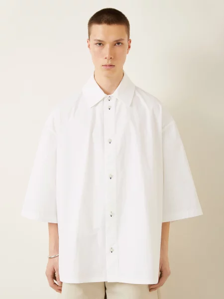 Jacquemus Koszula La Chemise Triangle Comfort Fit Z Rękawem weiss biała