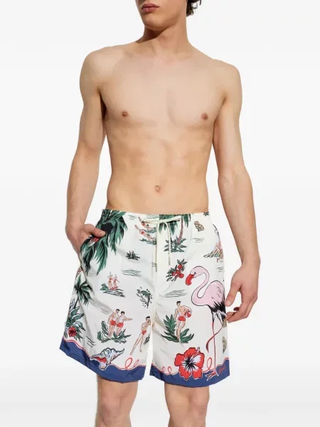 Slip de baie Dsquared2 cu imagine cu cordon alb