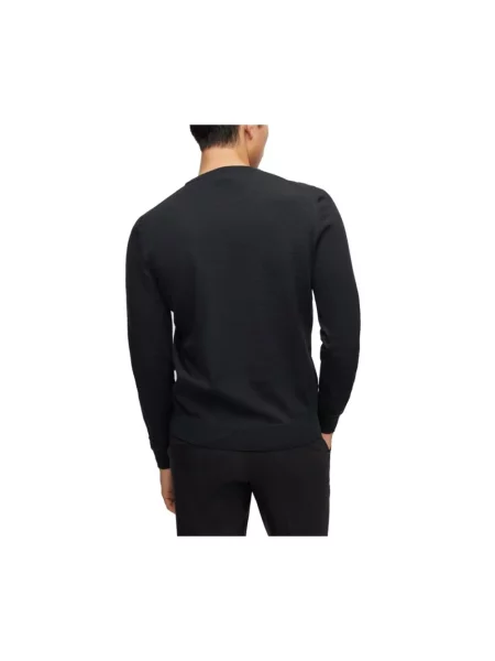 BOSS sweter z wełny dziewiczej Botto Mężczyźni wełna ze strzyży jednolity S czarny