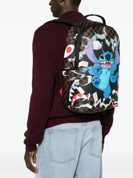 Rucsac Sprayground în carouri cu imagine maro