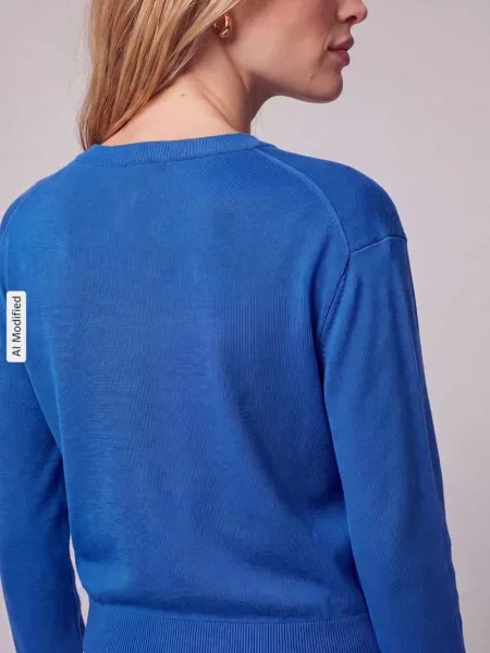Sweter z dekoltem w serek Jake*s Casual niebieski