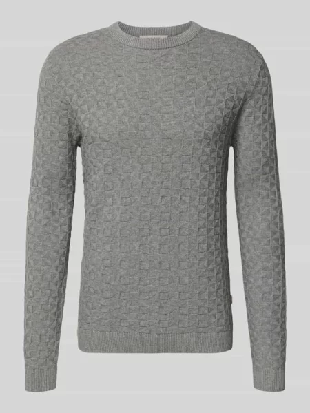 Sweter z dzianiny o kroju regular fit z fakturowanym wzorem model ‘KALLE’ Only & Sons
