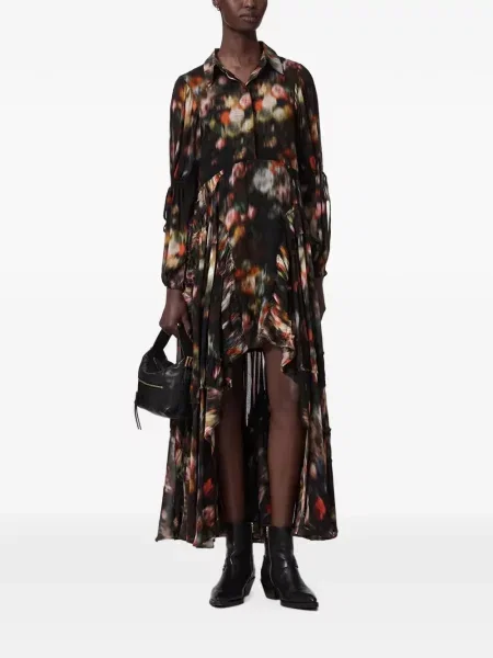 Rochie Allsaints cu model floral cu imagine negru