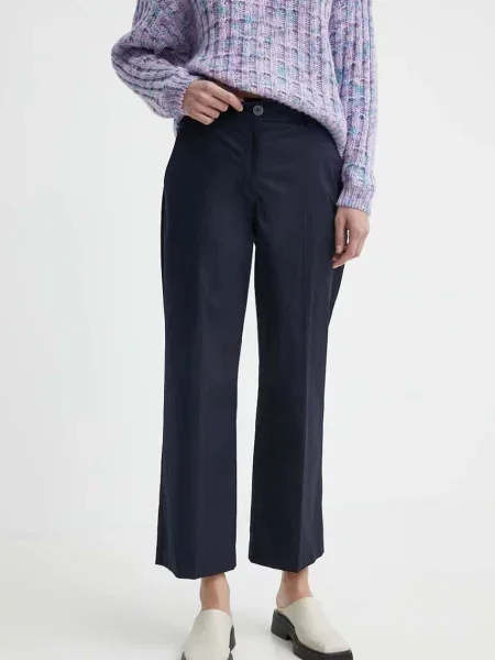 PS Paul Smith pantaloni femei marin drept high waist albastru
