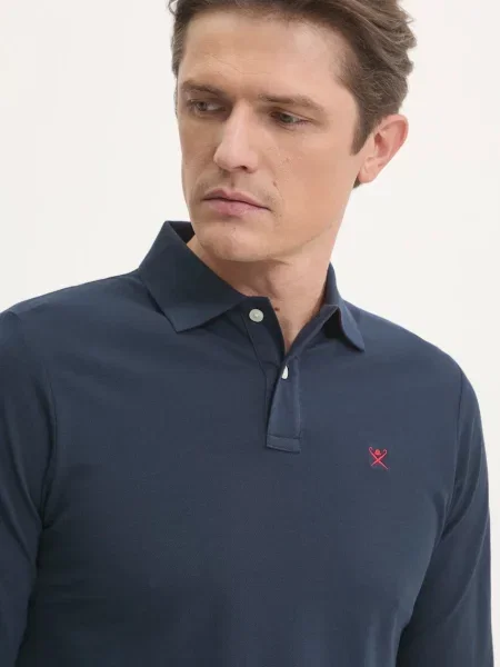 Тениска с дълъг ръкав Hackett London тъмносиньо