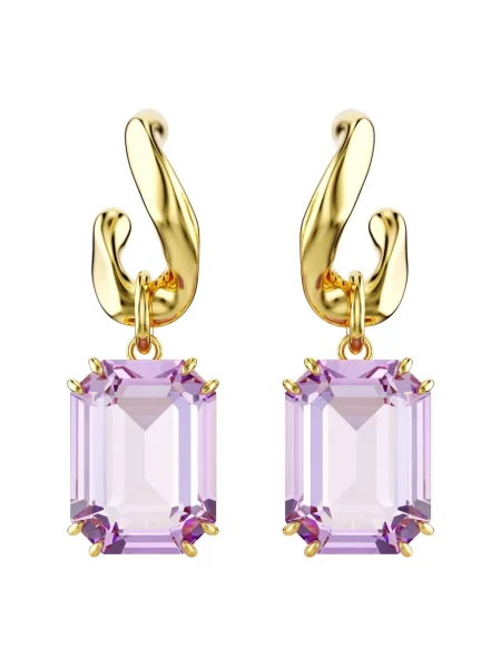 Lniane kolczyki Swarovski fioletowe