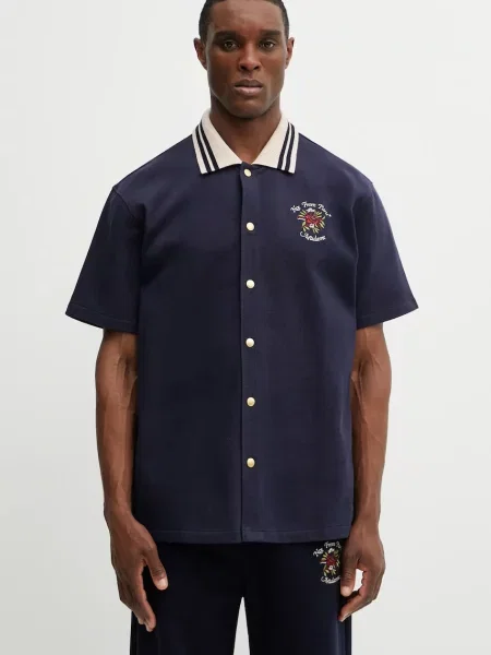 Srajca Drôle de Monsieur Chemise Piquée Slogan Rose modra