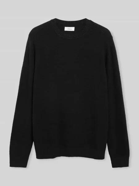 Sweter o fakturze strukturalnego splotu z czystej bawełny S.oliver Red Label czarny