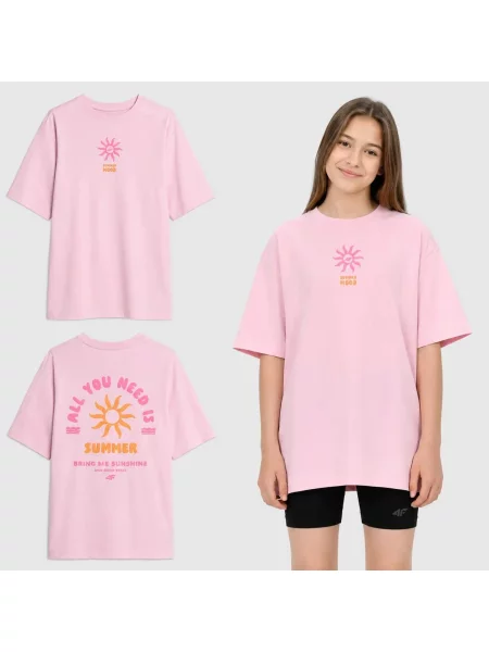 T-SHIRT DZIEWCZĘCY 4F SPORTOWY KOSZULKA Z różowa