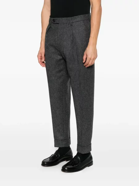 Pantaloni Berwich cu model herringbone gri