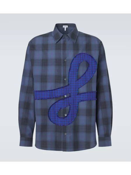 Kostkovaná poplínová košile Loewe modrá