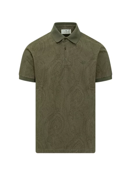 Tricou polo Etro cu model paisley verde