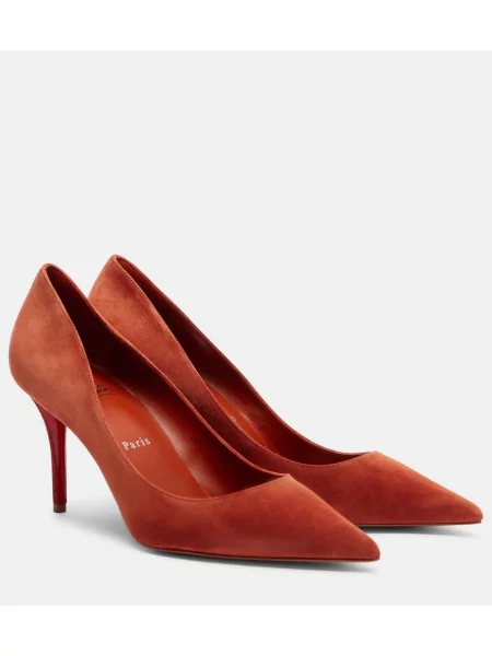 Pantofi cu toc Christian Louboutin din piele de căprioară portocaliu