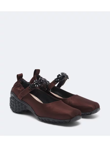 Pantofi cu toc Simone Rocha din satin maro