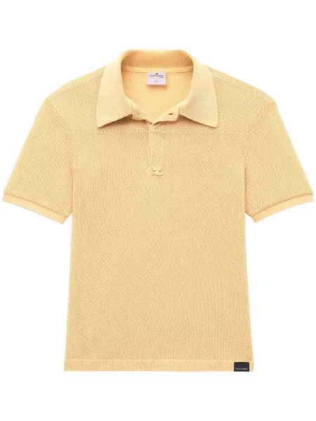 Tricou polo Courreges cu autograf galben