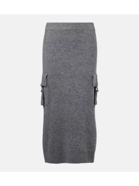 Fustă tip creion Blumarine de lână gri