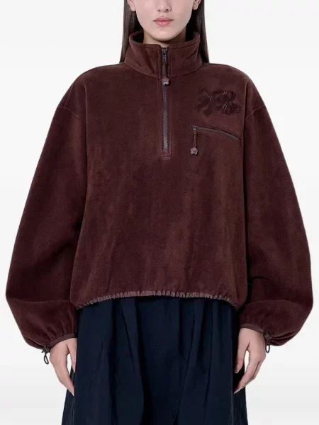 Pulover Cecilie Bahnsen cu funde din fleece maro