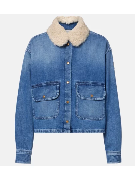 Ursuleț de pluș cămașă de blugi Moncler albastru