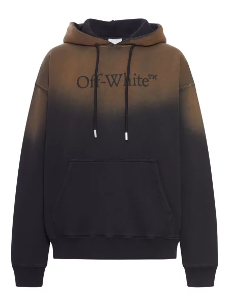 Hanorac cu glugă Off-white cu imagine alb