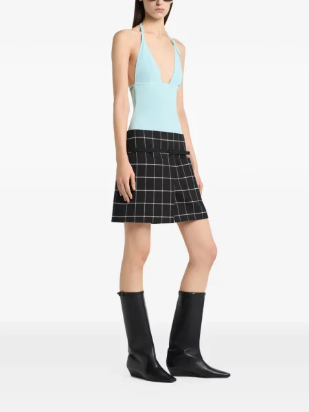 Top halter Courreges cu gât halter albastru
