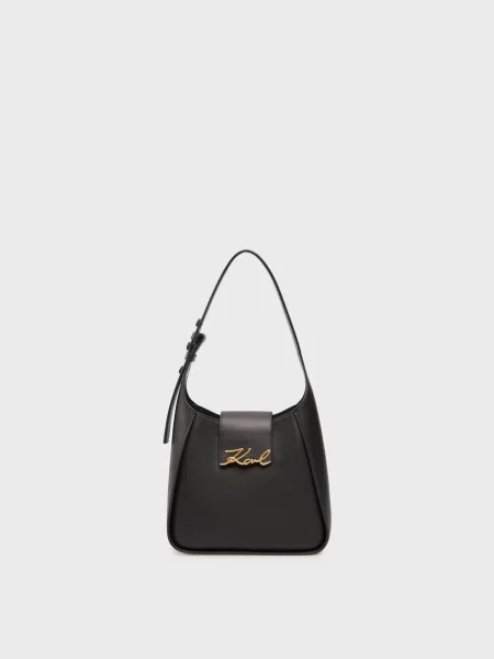 Шкіряна сумка хобо Karl Lagerfeld K/Signature чорна