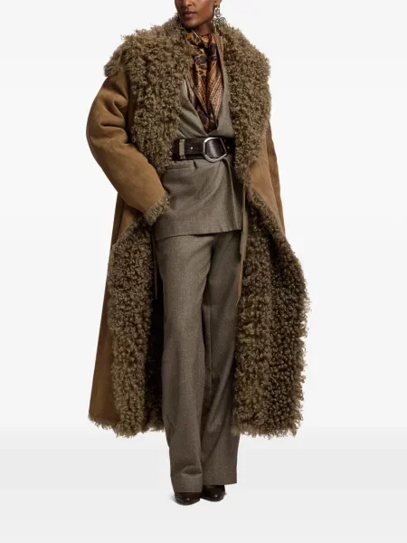 Αναστρεπτός παλτό από δέρμα προβάτου Ralph Lauren Collection από δέρμα προβάτου καφέ