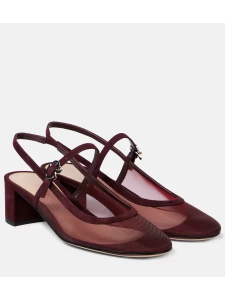Pantofi cu toc Gianvito Rossi din piele slingback bordo