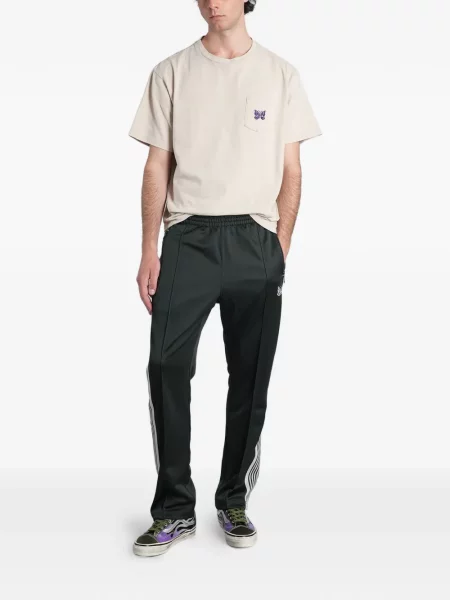 Pantaloni Needles cu dungi alergare verde