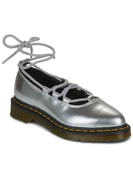 Pantofi Dr. Martens cu șireturi din dantelă argintiu