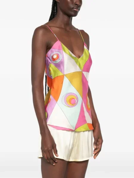 Bluză Pucci de mătase cu imagine cu imprimeu geometric roz