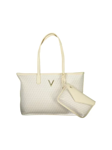 Lniana shopperka Valentino Bags beżowa