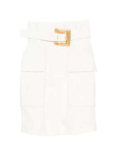 Cu centură fusta mini Balmain alb