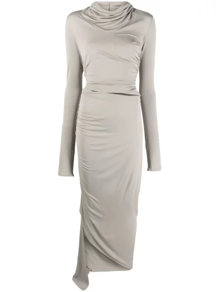 Rochie midi Andreadamo drapată până la genunchi de costum gri