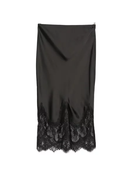 Fustă midi Norma Kamali din dantelă negru