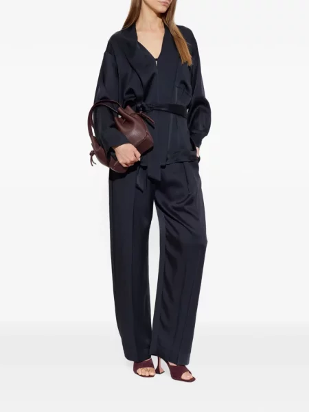 Pantaloni Victoria Beckham din satin albastru