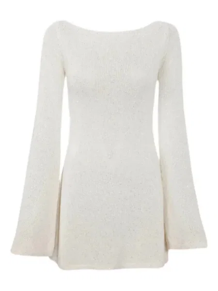 Mała sukienka mini Asta Resort z odkrytymi plecami garniturowa biała