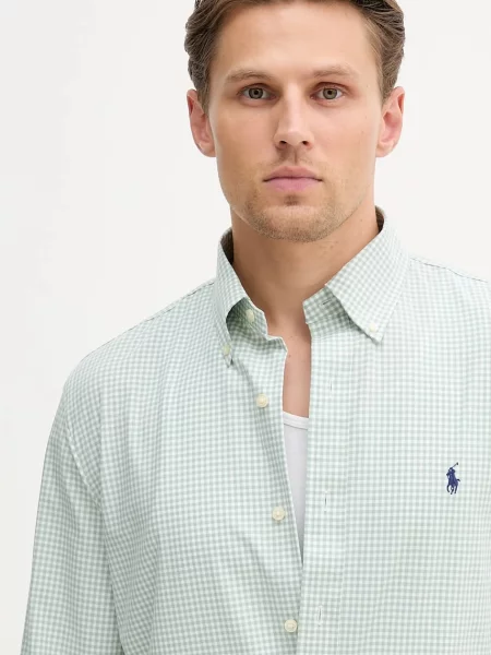 Košile Polo Ralph Lauren slim s límečkem button-down zelená