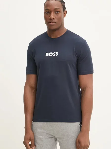 Тениска BOSS с принт тъмносиньо