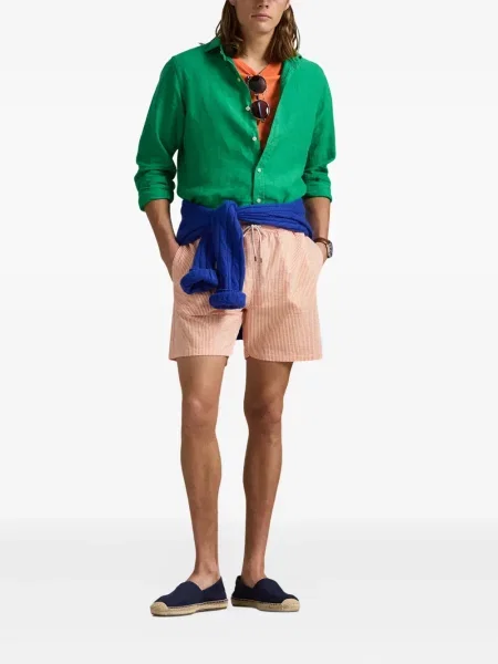Tricou polo Polo Ralph Lauren cu dungi cu glugă de in albastru