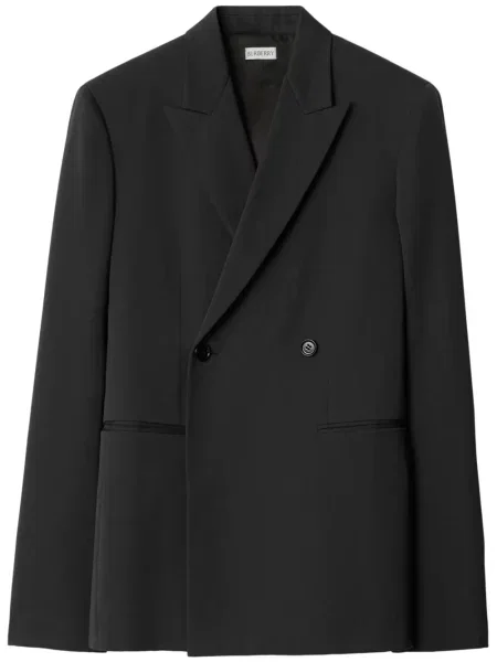 Sacou Burberry de lână cu două rânduri de nasturi negru