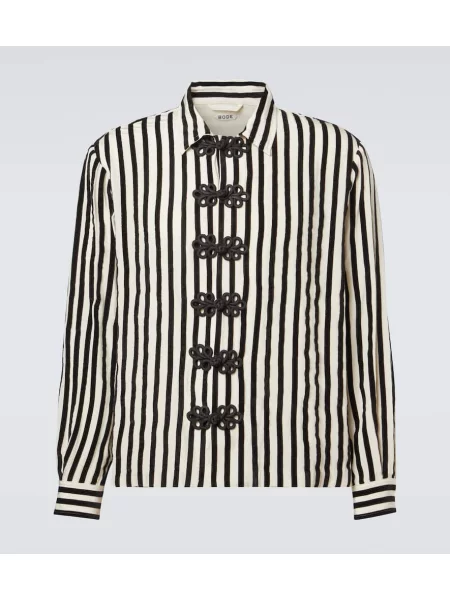 Srajca Bode iz rebrastega žameta s črtami bela