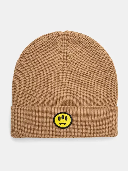 Вълнена шапка Barrow с фина плетка от вълна бежово