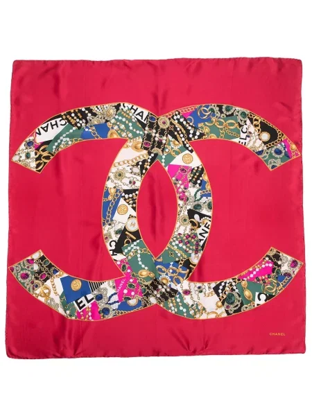 Šál Chanel Pre-owned s potiskem červený
