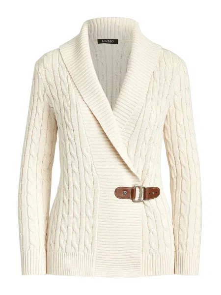 Lauren Ralph Lauren Geacă tricotată DONATO crem / maro închis bej