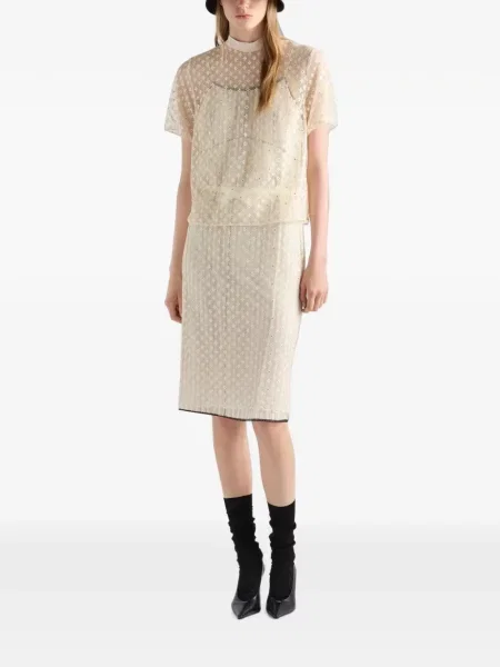 Fustă Prada cu broderie din dantelă