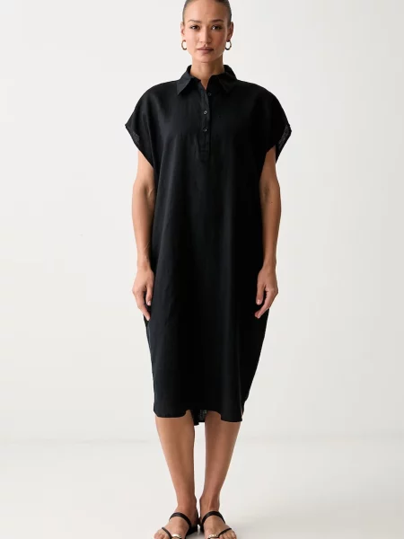 United Colors of Benetton rochie de vară din in negru