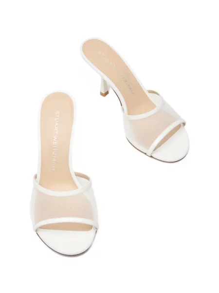 Papuci tip mules Stuart Weitzman alb