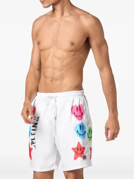 Raštuotos maudymosi kelnaitės Philipp Plein balta
