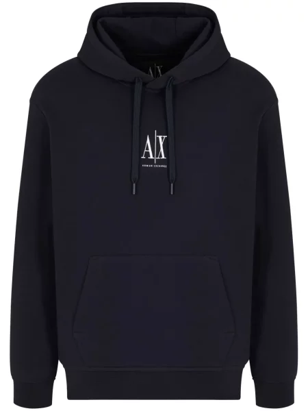 Hanorac cu glugă Armani Exchange cu autograf albastru